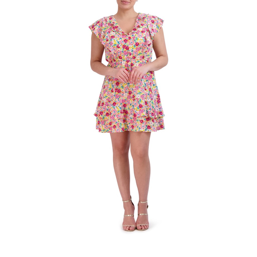 BCBG Paris Women's Ruffle Chiffon Dress Small